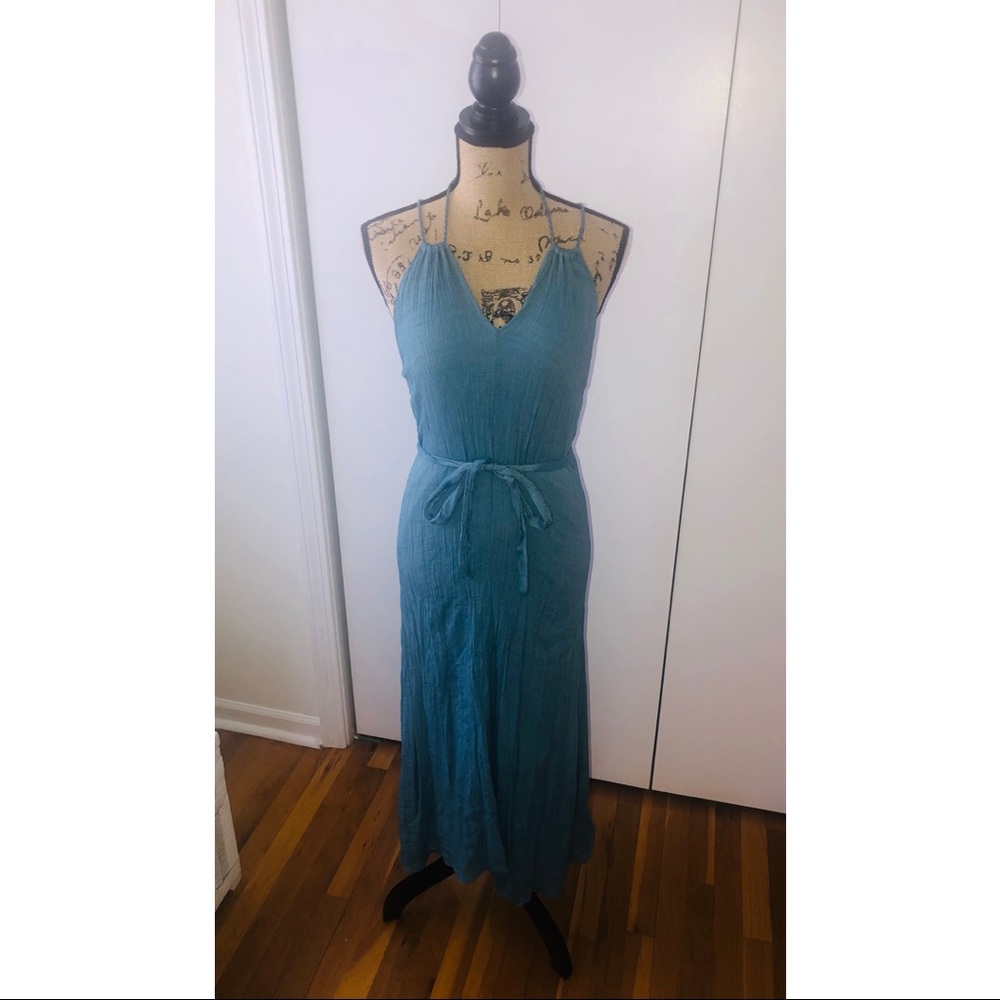 FOREVER 21 DUSTY BLUE HALTER TIE WAIST MIDI: PRINCESSCORE COTTAGECORE ROYALCORE
